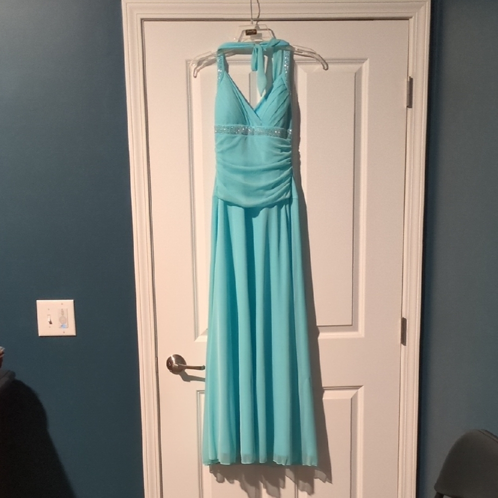 Elegant Blue Halter Dress